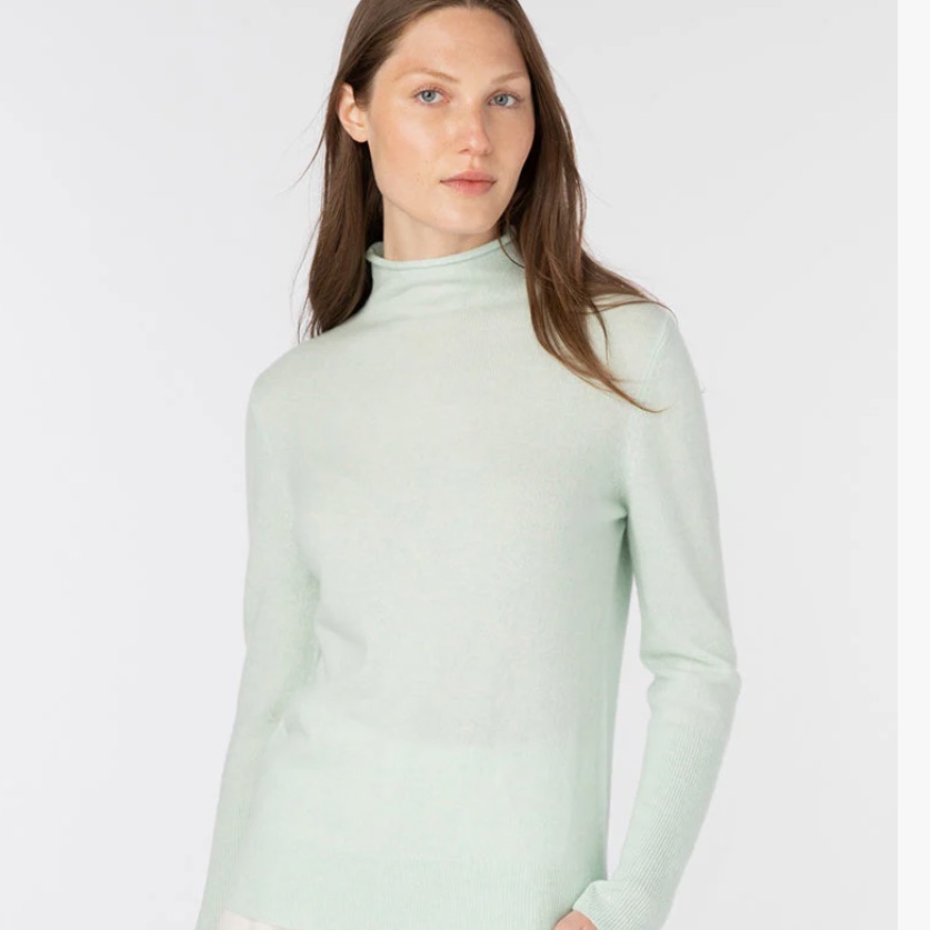 Kinross 100% Cashmere Flunnel Neck Sweater Size S